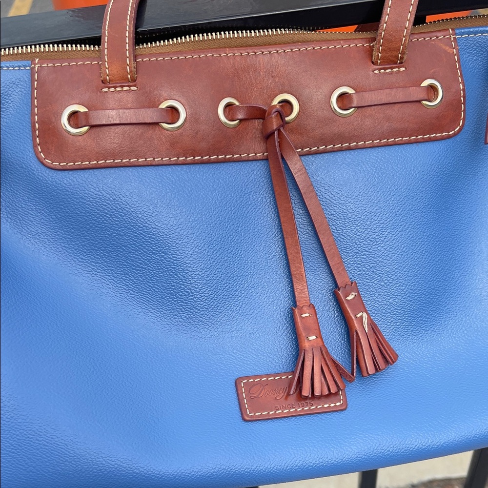 Dooney & Bourke Royal Blue Satchel with Tan Leather Trim